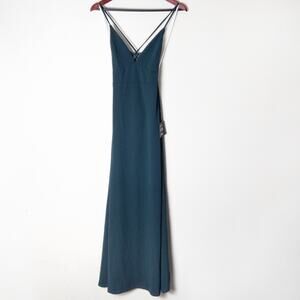 Lulus NWT Strappy V-Neck Maxi Dress Deep Teal Size XL Evening Polished